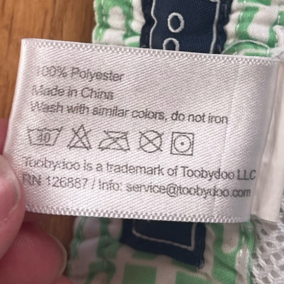 Toobydoo Boys Green and White Swim Trunks Size 5-6 - Picture 4 of 6
